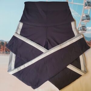 Public Myth Black Grey Side Stripe Leggings High Waist Athletic S/P